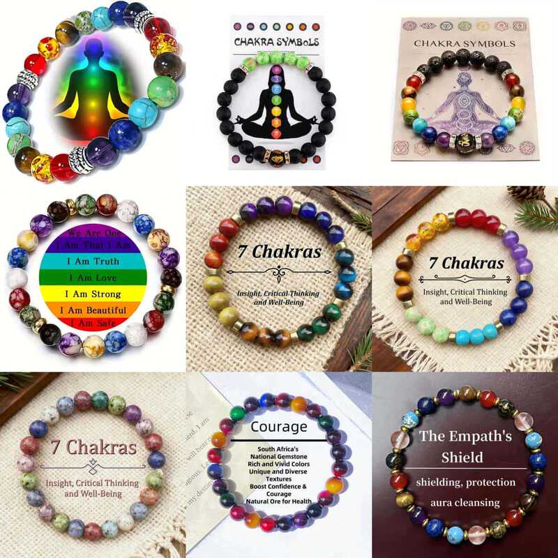Super Hot-Selling Cross-Border Popular Yoga Meditation Bracelets, Seven-Color Colorful Bracelets, Popular Collection of Elastic Bracelets