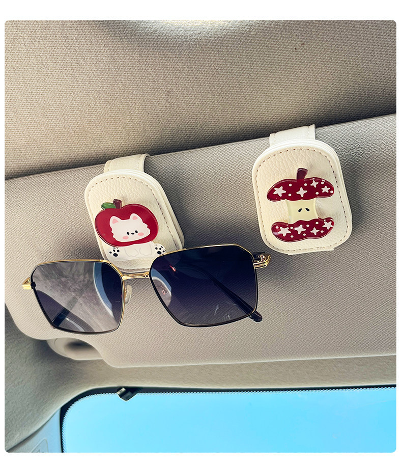 Cute Puppy Car Glasses Holder, High-End Car Sun Visor Sunglasses Holder, Car Magnetic Card Holder
