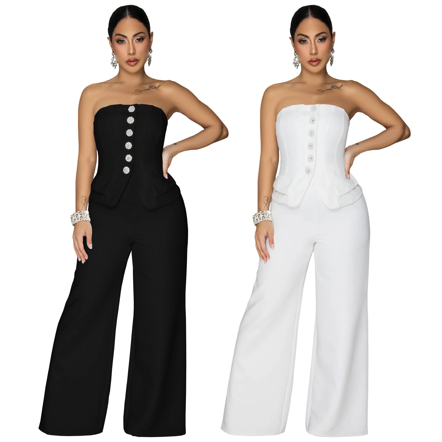 C7628 Aliexpress transfronterizo Amazon Europa y América moda de mujer sexy un pecho de espaldas casuales pantalonés de piernas