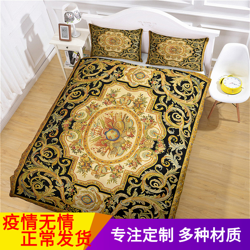 Classic style Retro decorative pattern bedding Three bedroom bedding Kit Digital printing Cross border Foreign trade