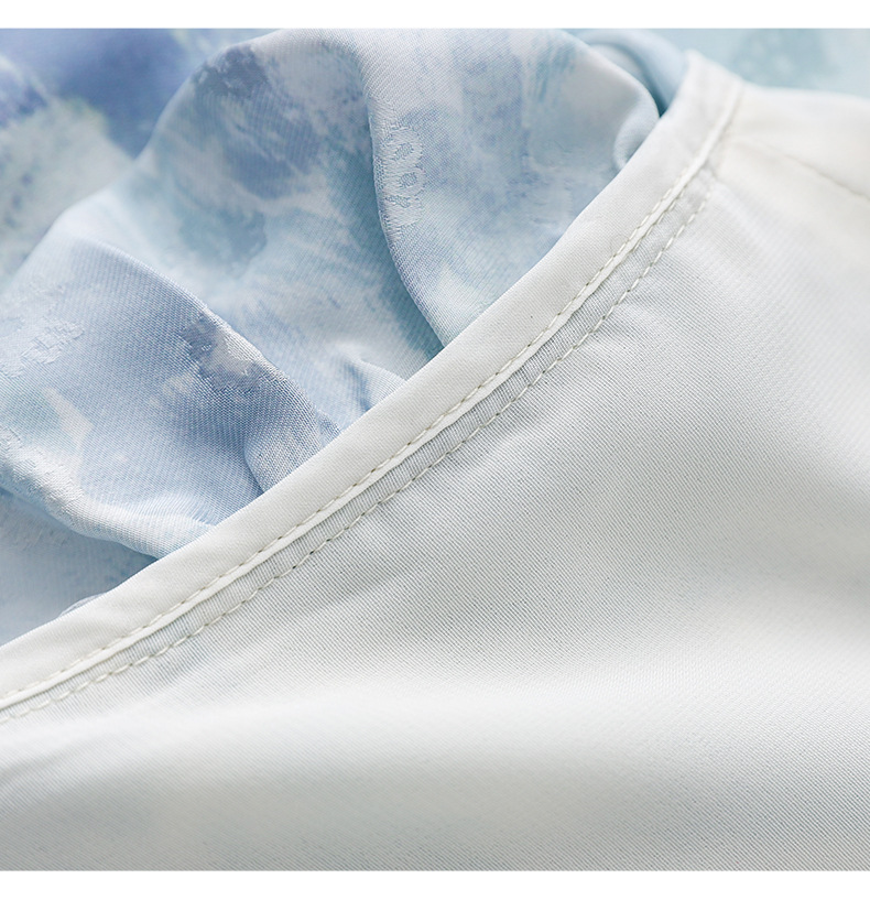 Đầm maxi nữ thắt eo chất liệu jacquard in họa tiết cao cấp — Màu xanh lam chi tiết 17