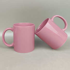 工厂供应粉色陶瓷马克杯定 制logo陶瓷杯子印图案马克杯 广告水杯