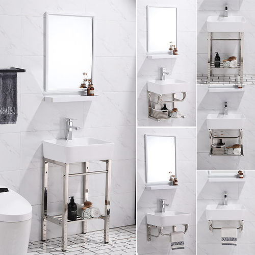 Wholesale small studio wall-mounted washbasin balcony bathroom ceramic sink floor-mounted rental house sink