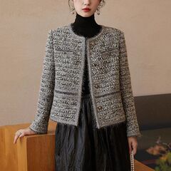 小香风外套女重工编织春秋2025新款高级装粗花呢女士减龄短款上衣