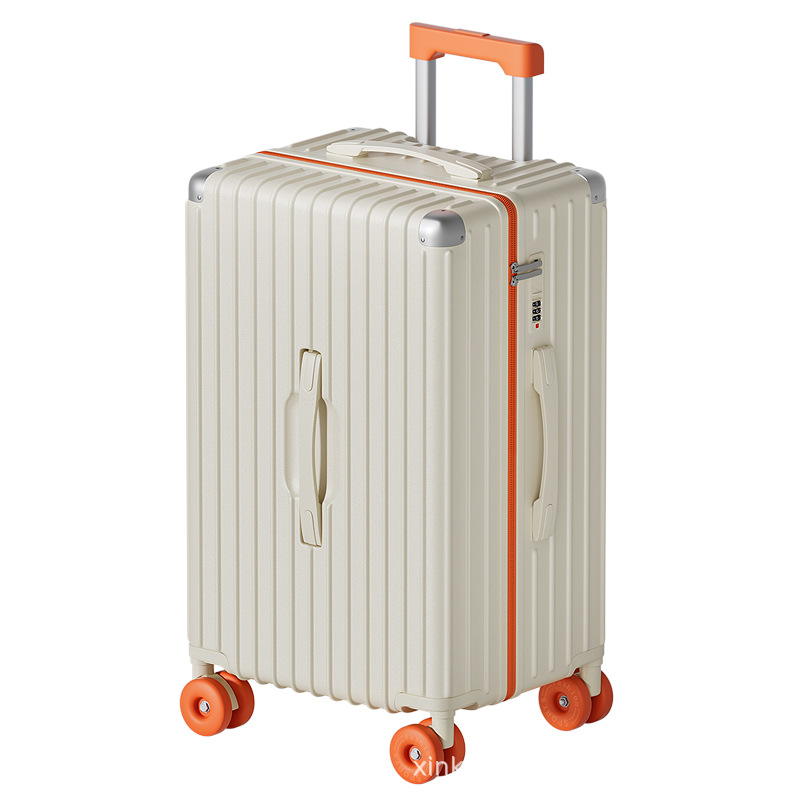 Maleta de color de contraste de gran capacidad, maleta con ruedas multifuncional para mujer, cinco ruedas, compartimento de doble cara de alto valor, maleta con contraseña para hombre