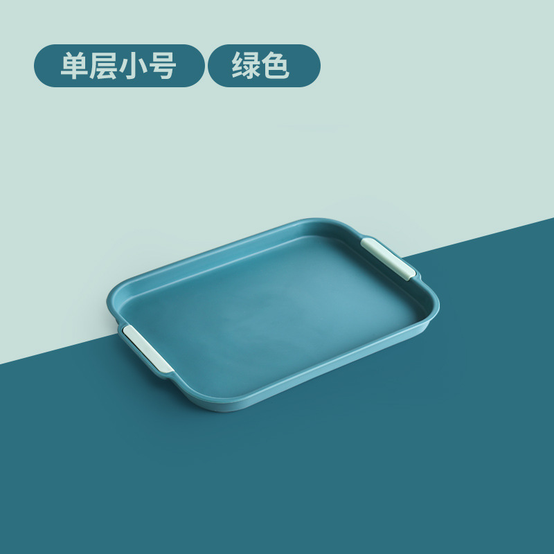 Bandeja de drenaje de vasos de agua bandeja de doble capa de la Sala de estar doméstica bandeja de té rectangular bandeja de frutas bandeja de comida creativa de plástico