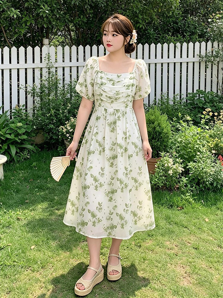 60-150kg Plus-Size Women's Floral Dress 2026 Summer New Style Elegant A-Line Mid-Length Dress for Slightly Chubby Women 60-150kg Plus-Size Women's Floral Dress 2026 Summer New Style Elegant A-Line Mid-Length Dress for Slightly Chubby Women