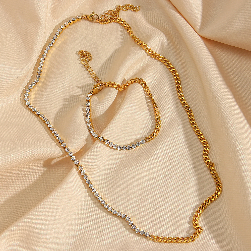 Fashion Square Stainless Steel Choker Plating Inlay Zircon Stainless Steel Necklaces