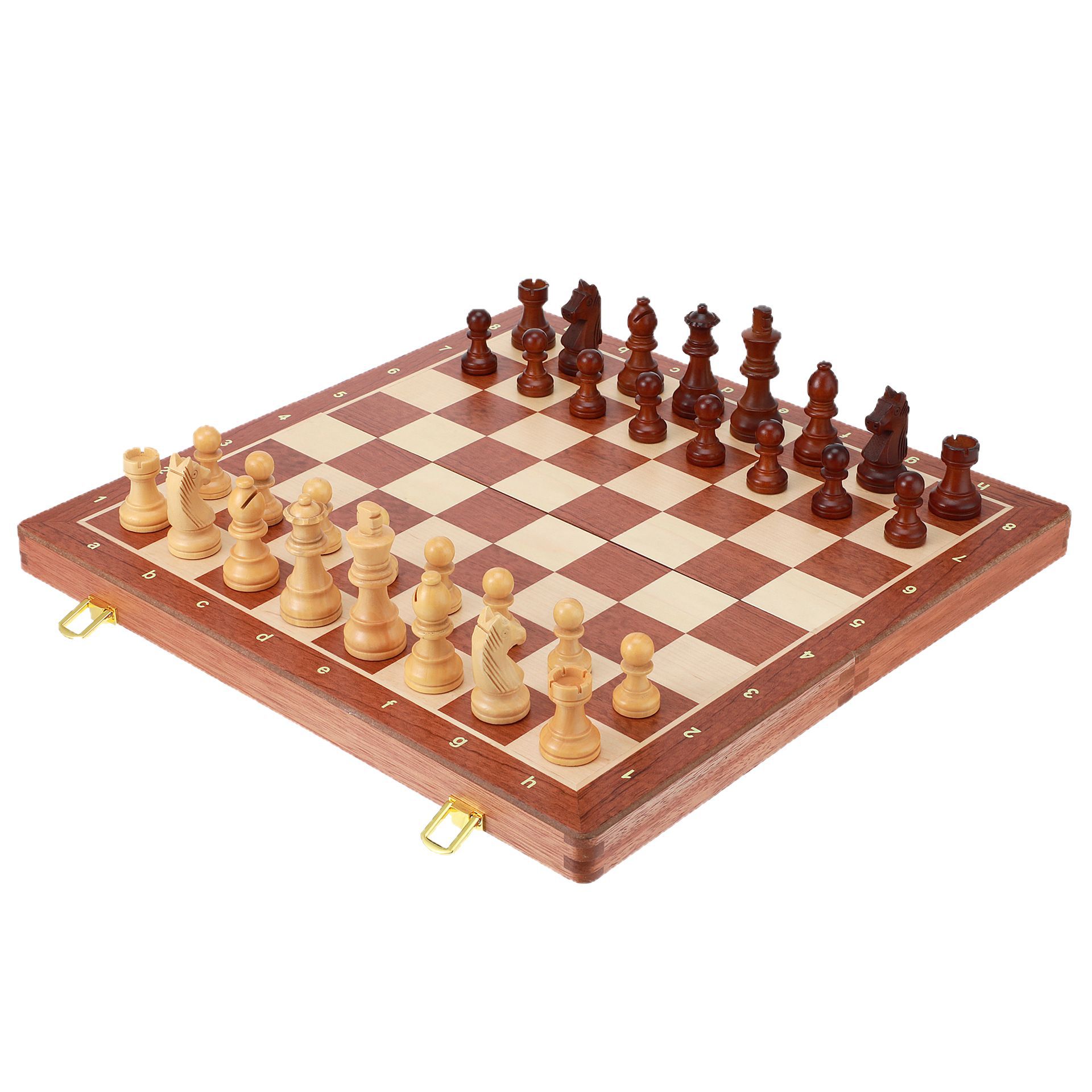 Ajedrez de madera maciza de lujo Juego de nogal Gran tablero de ajedrez plegable de madera para niños Juego de ajedrez ch