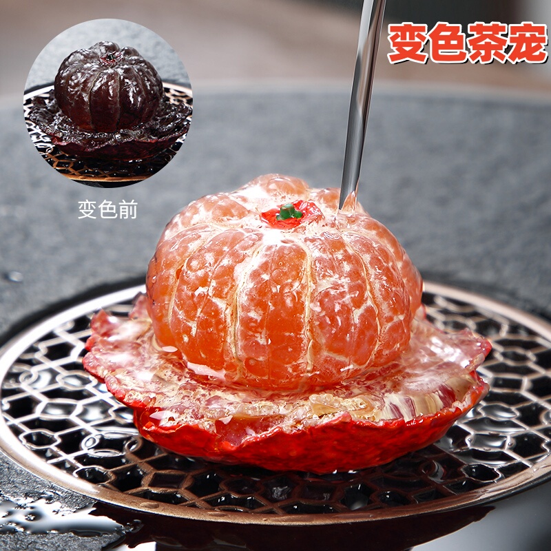 Color-Changing Orange Tea Pet Ornament, a Refined and Collectible Item for Tea Tables, Tea Sets, Tea Play, Tea Ceremony, and Zen-Inspired Tea Decorations