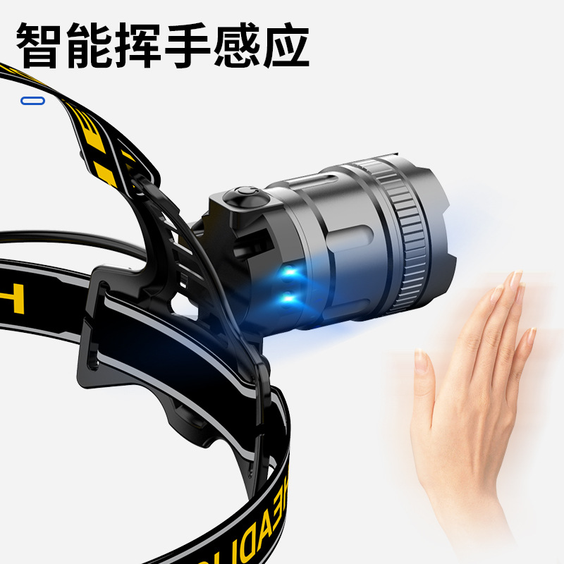 Faro láser blanco, linterna de iluminación de inducción para exteriores de alta potencia, lado de la cabeza, faro de luz fuerte con pantalla eléctrica digital