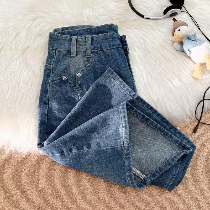 Retro Washed Denimshorts Herren Japanische Splicing Sommershorts_voghion.com