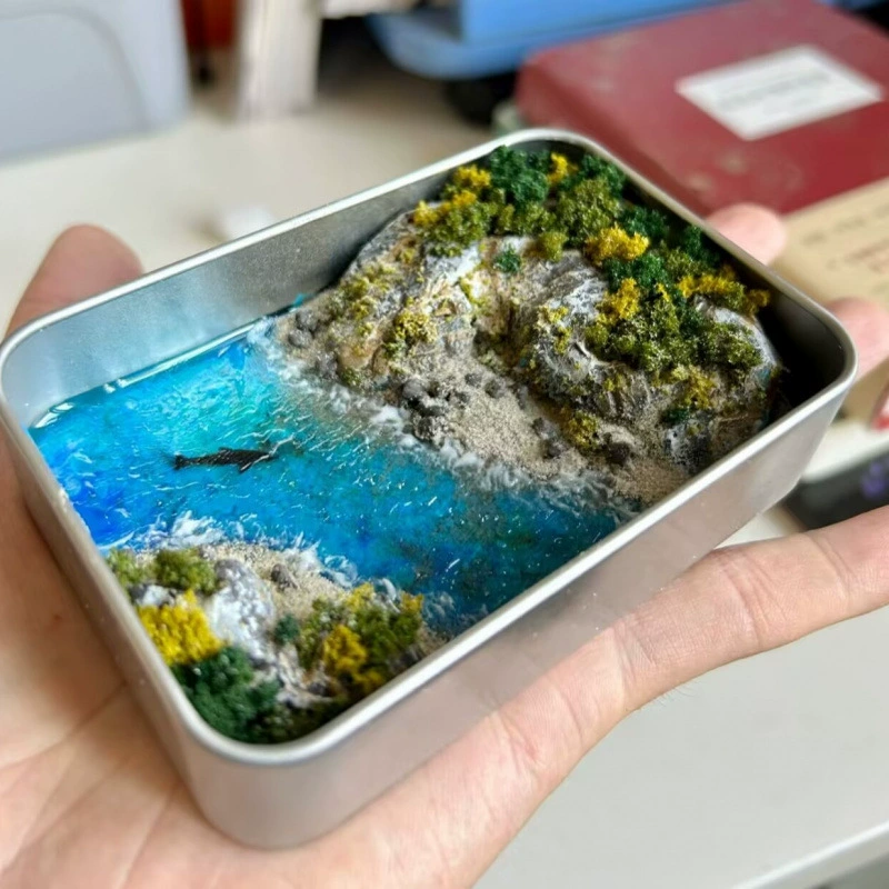 Новый океанский бухтный кит, миниатюрная железная коробка, украшения для пейзажа, креативные подарки на день рождения, сувениры для DIY