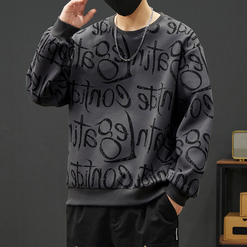 New Extra Large Size Sweater Men's Crewneck Spring and Autumn Base Shirt Men's Autumn Loose plus size Thickened Men's Fashion