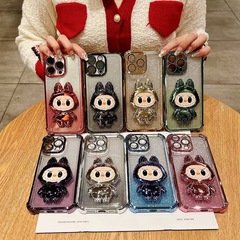iPhone17PROMAX用スマホケース、16四隅電気メッキエアバッグ落下防止漫画スタンド付き、Apple15グラデーション