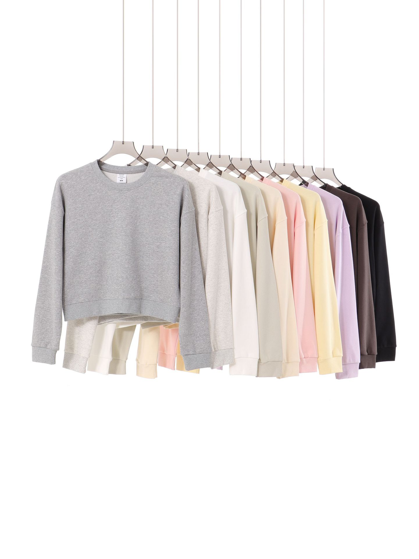 330G pesado gran lazo sólido con cremallera de cuello alto encapuchado camisa corta con sombrero de otoño y invierno de cuello redondo de moda suéter de mujer