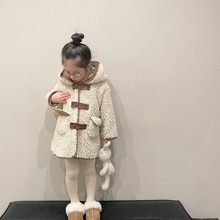 女童毛毛衣秋冬季2022新款韓版風衣短款加厚外套百搭高領打底衫