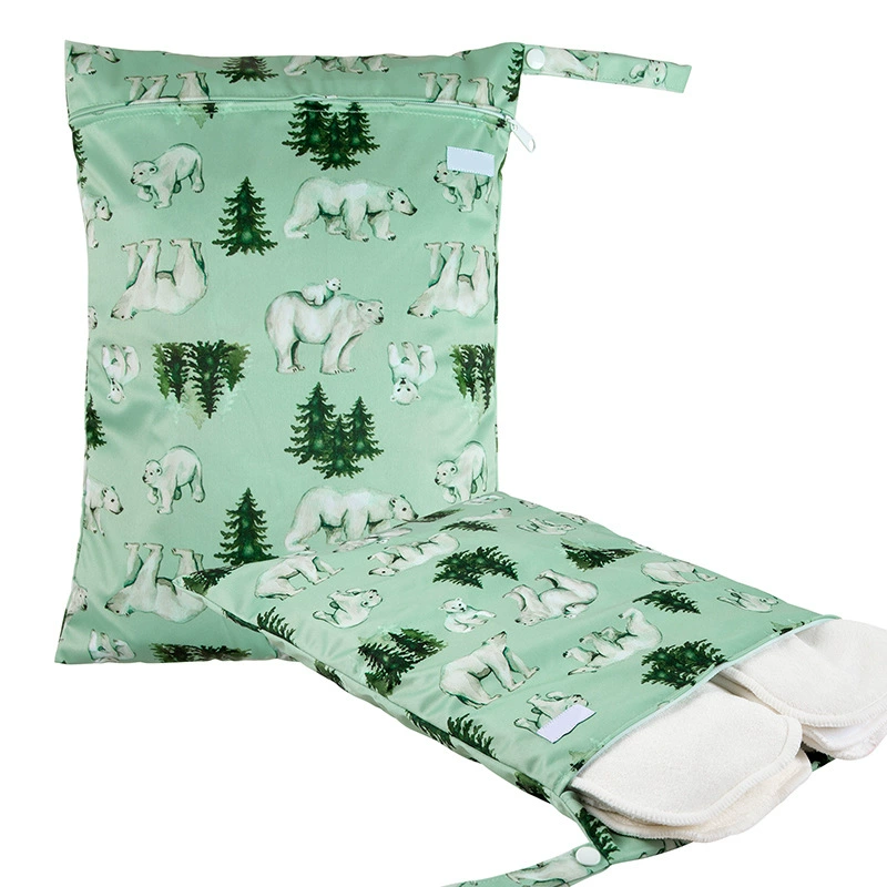 Позиционирование печатных сухих мокрых сумка трансграничная амазонка двойной молния водонепроницаемый мешок для подгузников 40*30 сумка для хранения подгузников