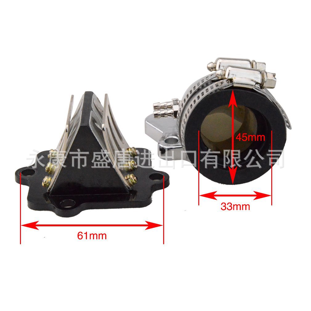 GOOFIT Intake Manifold Adapter with Reed Valve for 2-Stroke 50cc Moped