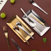 银貂手工系列锤纹餐具日式下午茶甜品叉冰激凌勺家用小汤勺毛巾碟
