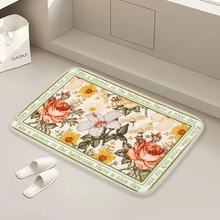 欧美田园风涤纶地垫亚马逊防滑吸水浴室门口地毯数码印花脚垫批发