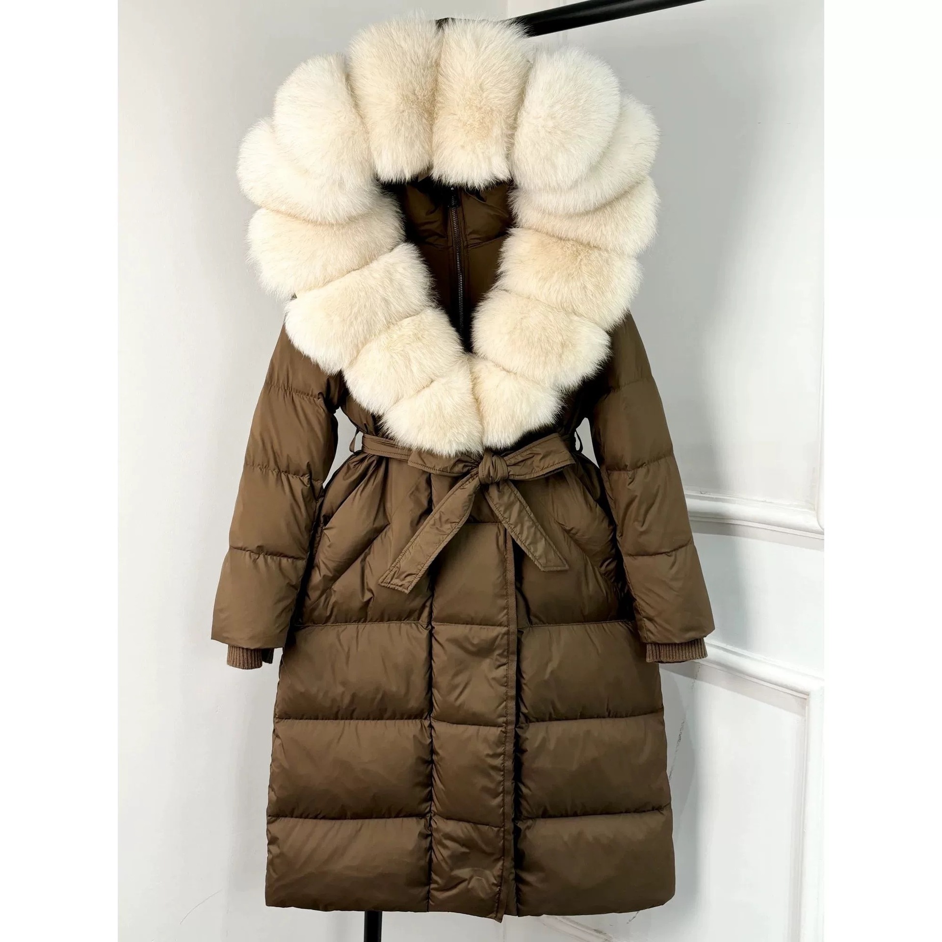 카멜 + 미색 퍼 칼라