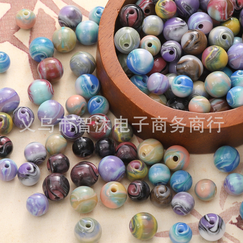 レトロな油絵スタイルの金メッキ樹脂アクリルビーズビーズルースビーズ手作り diy アクセサリーブレスレットネックレス素材|undefined