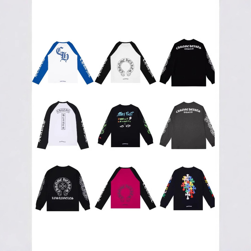 Cross-border fashion brand Crowe explosions high quality long sleeve T-shirt crew neck men's and women's loose Joker in stock wholesale