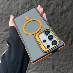 Samsung S25Ultra レンズに適した目に見えない金属ブラケット携帯電話ケース S24 磁気コントラストカラー S23FE 透明ケース
