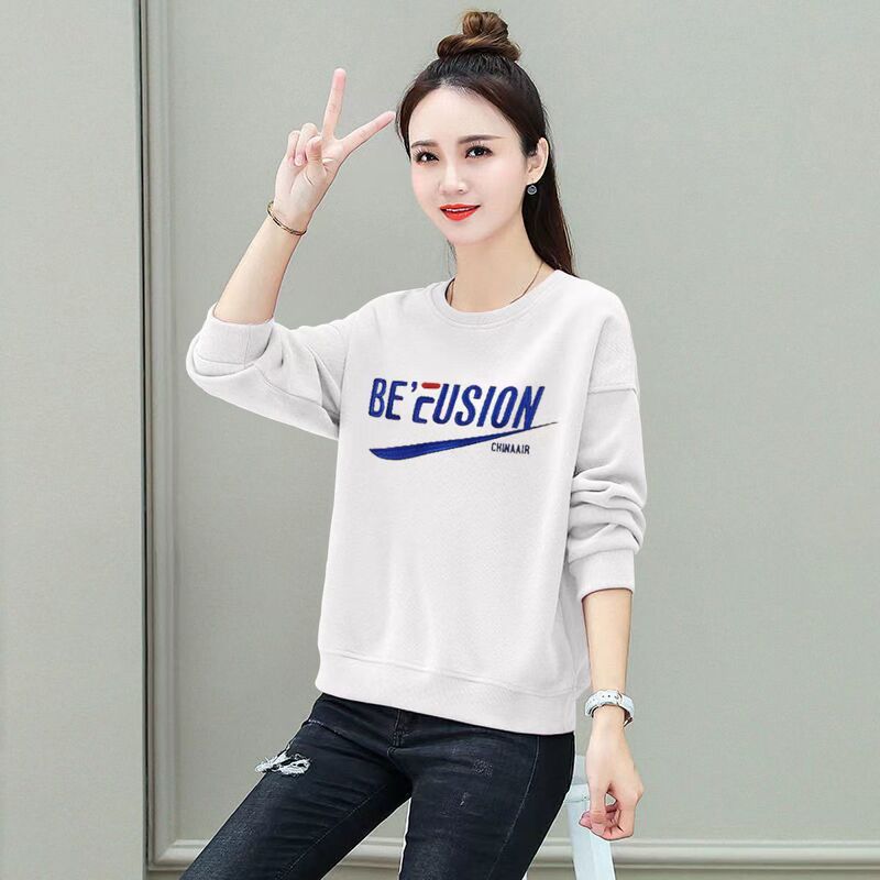 High-Quality Cotton-Containing Sweatshirt for Women in Spring & Fall Thin Korean Style Loose Round Neck Printed Versatile Autumn and Winter Velvet Jacket for Women High-Quality Cotton-Containing Sweatshirt for Women in Spring & Fall Thin Korean Style Loose Round Neck Printed Versatile Autumn and Winter Velvet Jacket for Women