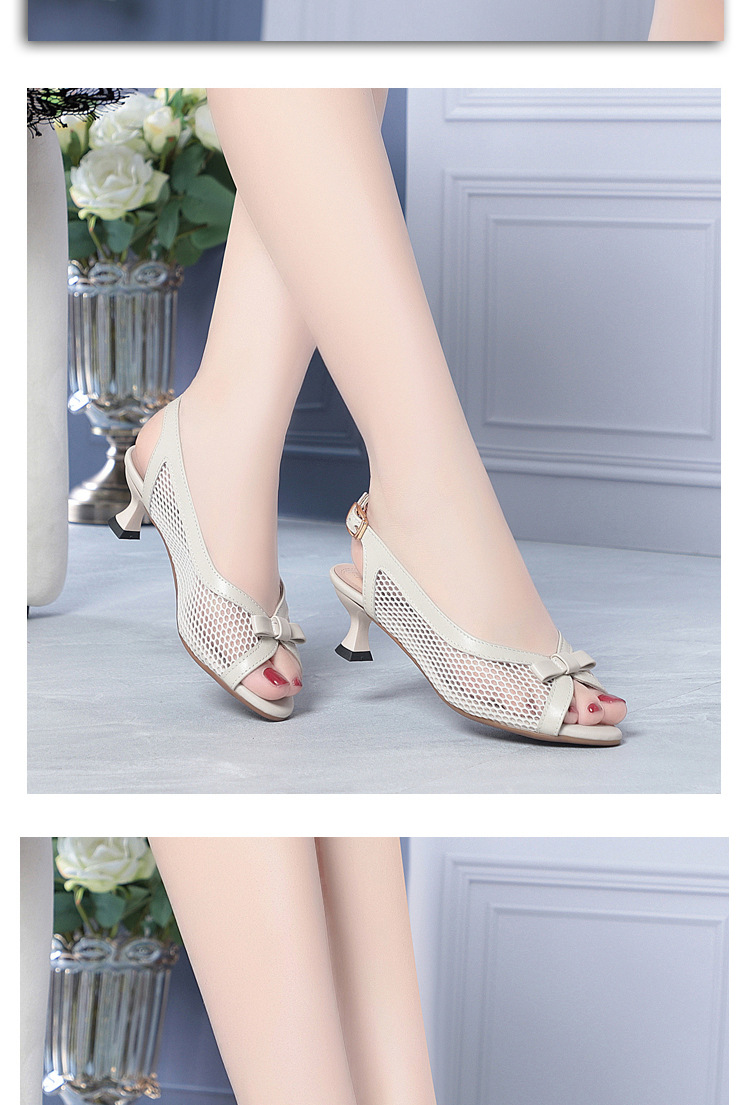 Sandal peep toe nữ gót vuông da thật, mũi hở, quai hở gót, phong cách thời trang — màu đen chi tiết 11