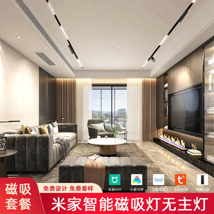 磁吸轨道灯嵌入式小米家智能滑轨灯具家用客厅暗藏明装无主灯批发-阿里巴巴