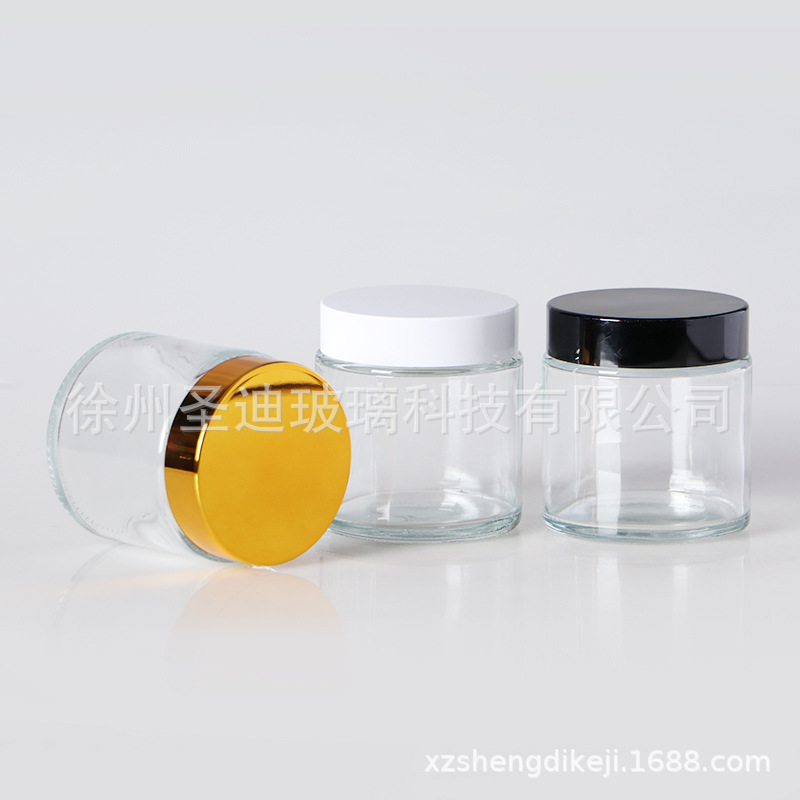 100毫升 简约螺口圆柱透明蜡烛杯空杯香薰烛台蜡烛玻璃杯