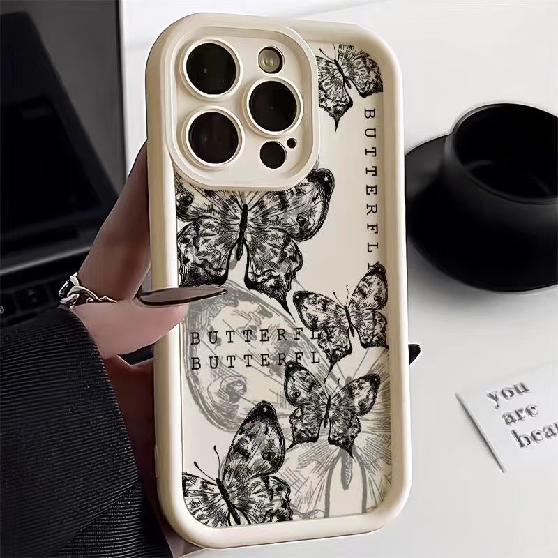 Mariposa retro para iPhone 16pro funda para teléfono móvil Apple 15 anti-caída 14 Japón y Corea del Sur 13promax nuevo 12x