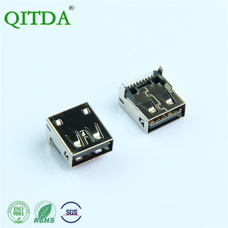 USB座子TYPE A接口连接器厂家插座接口usb3.0卧式90度短体DIP母头