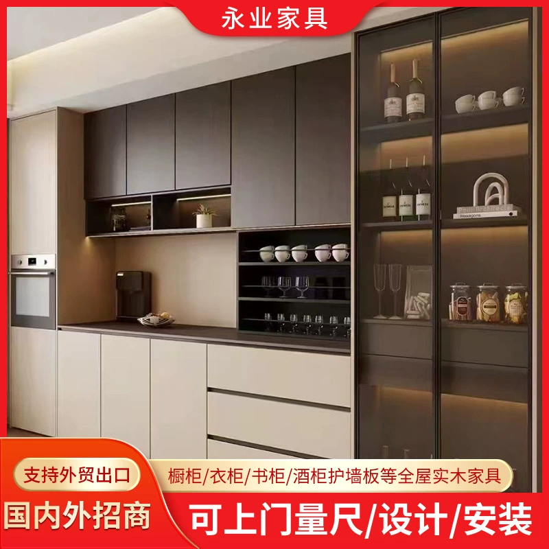 Горячая распродажа: комплект кухонных шкафов для экспорта, встроенный варочная панель, стеклянные дверцы, материал — массив дерева.