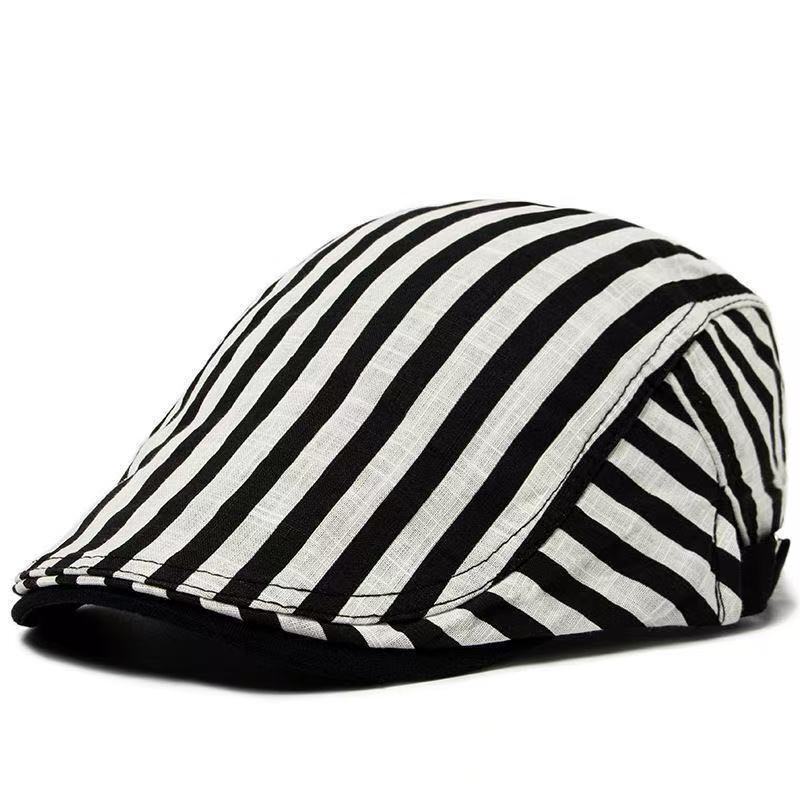 Cross-Border New Striped Fashion Baseball Cap Retro Casual Unisex Forward Cap Beret Spring and Autumn Sun Hat