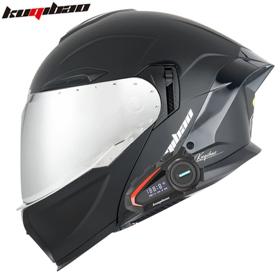 Motosiklet kaskı (dəbilqə) — 3C Certified Full-Face Helmet - matt-black-with-k20-bluetooth-with-silver-plating-m