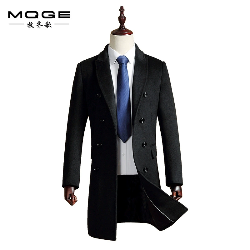 Индивидуальный пошив: мужское шерстяное пальто больших размеров для осени и зимы, двубортное шерстяное пальто средней длины, плащ для мужчин.