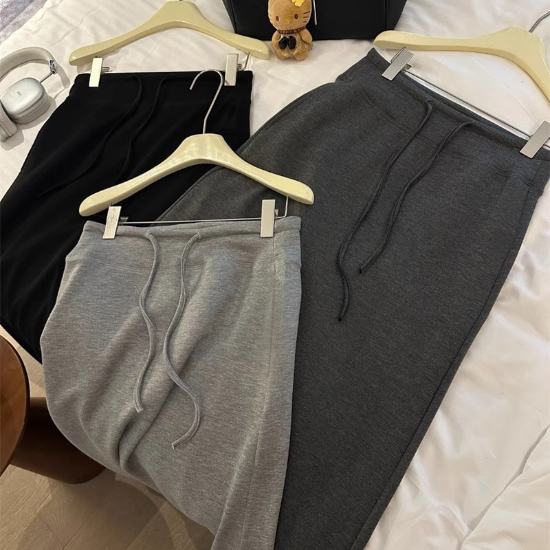 Maternity Belly-Supporting Skirt for Women, Summer New Versatile Petite Casual Drawstring A-Line Long Skirt