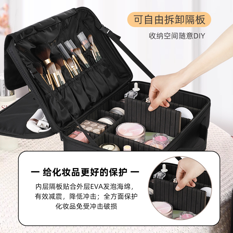 Bolsa de maquillaje portátil del fabricante original, bolsa de almacenamiento de cosméticos portátil de gran capacidad, caja de maquillaje, almacenamiento en el hogar, impermeable