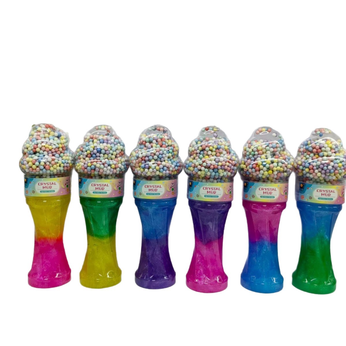 Transfronterizos directamente para doble barro de cristal espuma de helado pequeña cintura flash polvo slime fábrica de juguetes para niños al por mayor