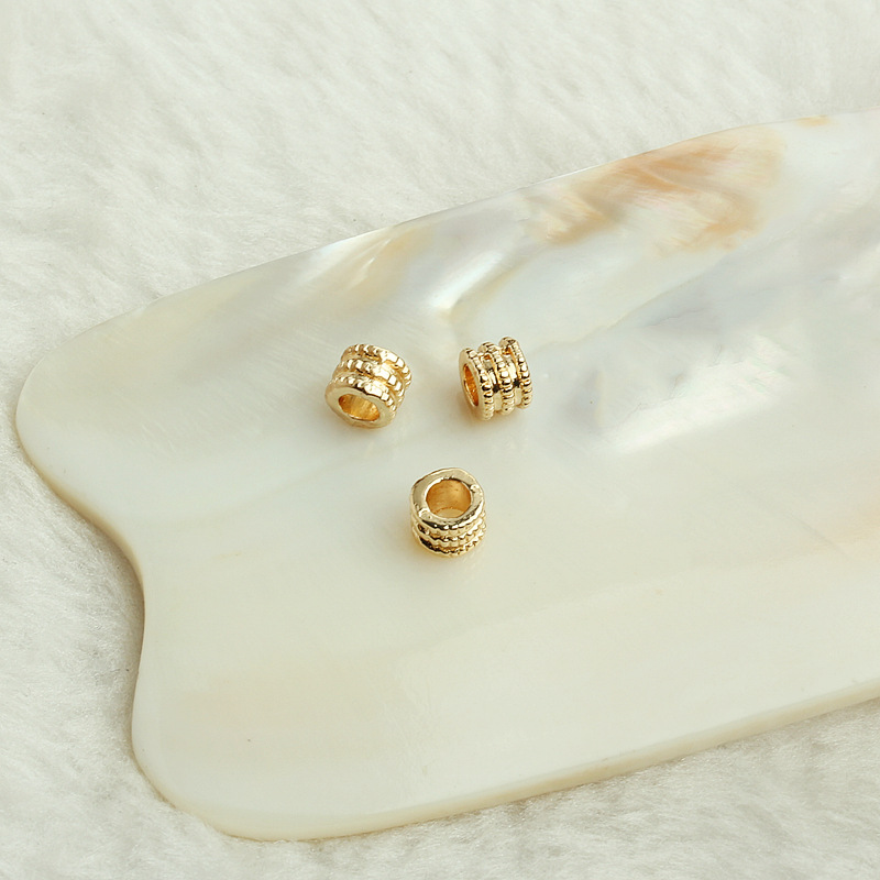 14k包金保色三层齿轮隔珠 diy手工饰品配件 轮胎大孔编绳串珠材料