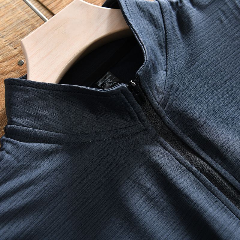 Men's Clothing outdoor half zipper breathable elastic brushed quick drying stand collar long sleeved T shirt bottoming shirt_voghion.com