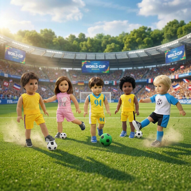 Cross-Border Hot Sale 18inch American Doll Accessories Cute Football Uniform Set Xiafu Doll Football Game Clothes Jersey Wholesale