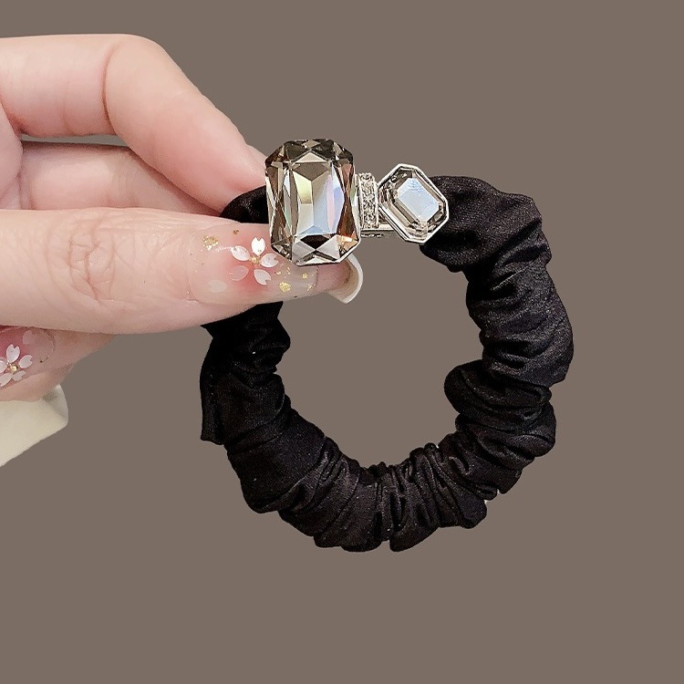 Neues schwarzes Strass-Haargummiband für Damen (2024), schlichtes und elegantes Haaraccessoire_voghion.com