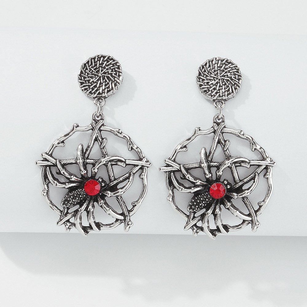 22g Weight No Inlaid Inlay Material Earrings Classification Housewarming, Anniversary, Business, Wedding, Travel, Birthday, Festival Occasion Alloy Material Halloween Festival Geometric Pattern Women'S Gender Fashion Style Halloween New Spider Geometric Alloy Diamond Earrings Wholesale Nihaojewelry 21