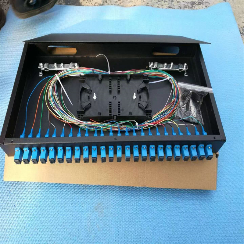1U tipo rack 12 puertos 24 puertos LC-UPC monomodo 24 núcleos 48 núcleo cable óptico caja de terminales caja de fibra óptica marco de distribución