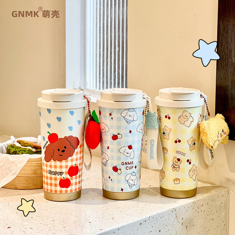 女の子向けの見栄えが良くかわいいセラミックライナーコーヒーカップ、持ち運びに便利な断熱カップ、ストロー、ポータブルウォーターカップ|undefined