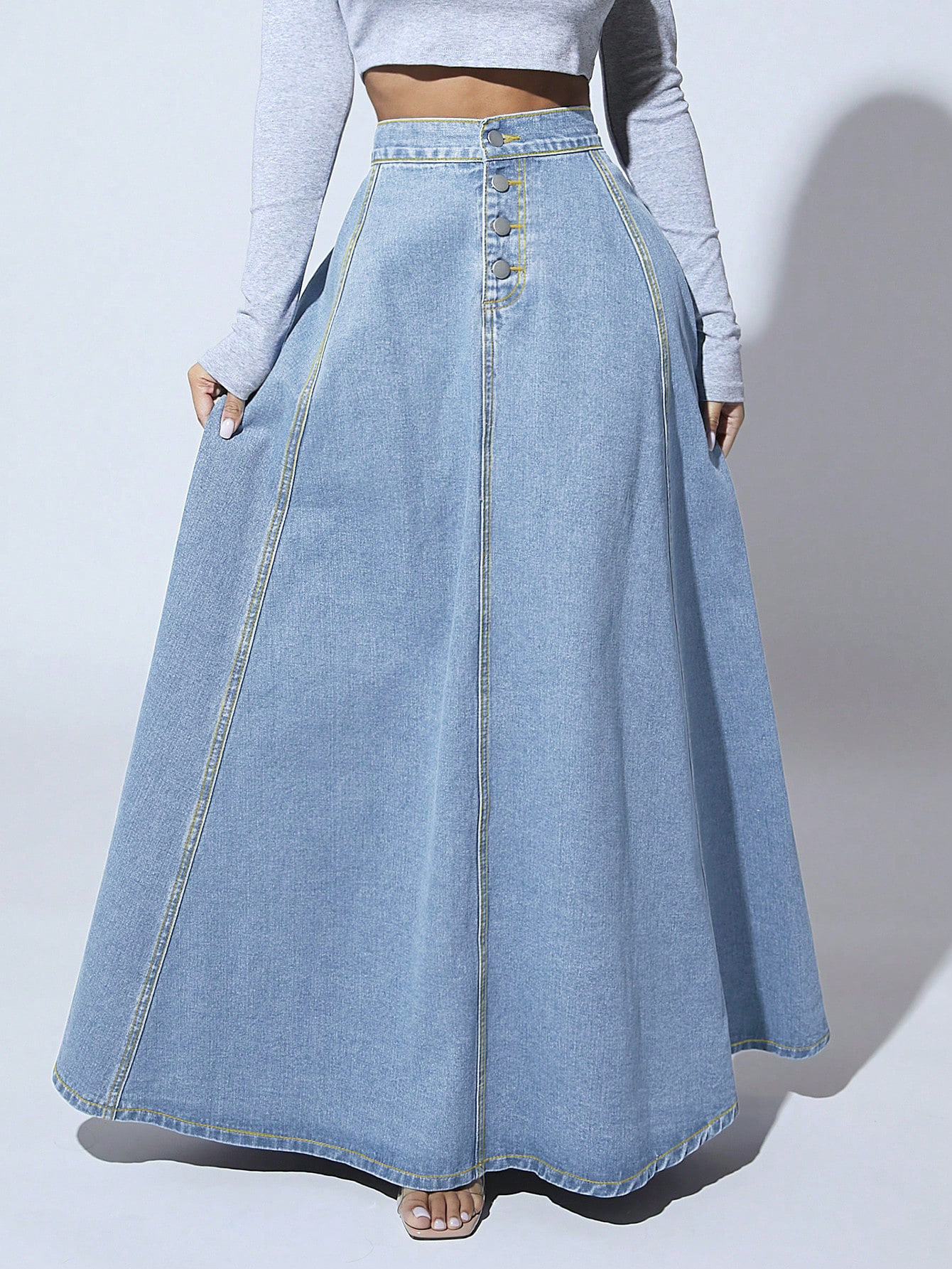 design retro denim skirt
